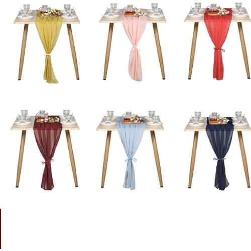 Wedding Table Runners Dusty Blue Burgundy Pink Grey Soft Chiffon Fabric Wedding Runner Bridal Party Decorations 70x300 30x300cm
