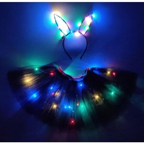 Light Up LED Girls Kids Clothes Shiny Star Tutu Skirt Princess Party Tutus Tulle Pettiskirt Children Ballet Dance Wear