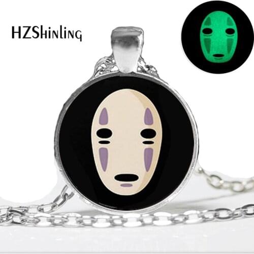 Glowing Pendant No Face Ghibli CoSPLAY KAWAii GiRLGAMEGEEK glass art photo glow in the dark necklace
