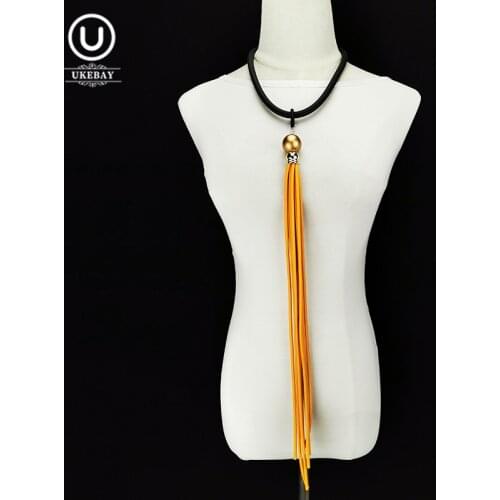 UKEBAY Long Tassel Choker Necklaces Luxury Handmade Necklace Women Rubber Gothic Jewelry Orange Necklaces Birthday Gift Jewelry
