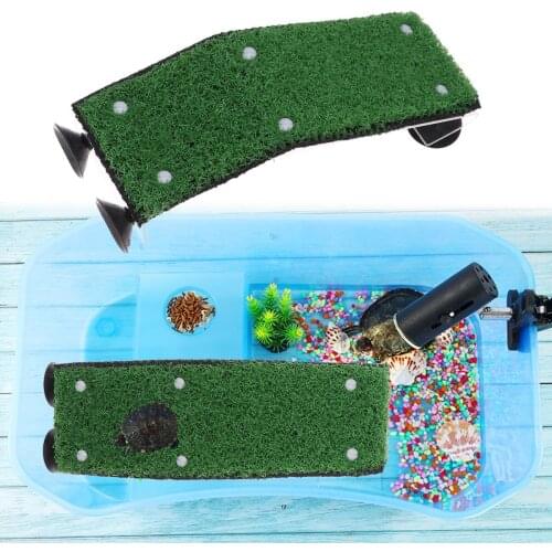 Unique Design Simulation Lawn Terrace Aquarium Turtle Tank Tortoise Climbing Platform Lifelike Grass Ladder L M S Size A50
