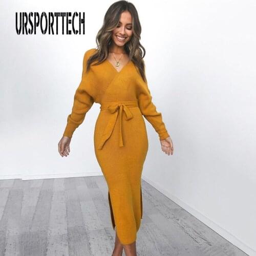Модные трикотажные платья URSPORTTECH China At AliExpress