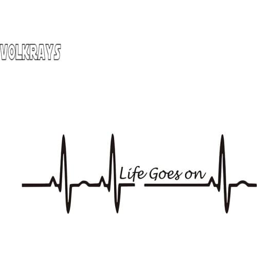 Volkrays Creative Car Sticker Heart Beat Trackpad Life Goes on Nice Accessories Reflective Waterproof Vinyl Decal,4cm*16cm