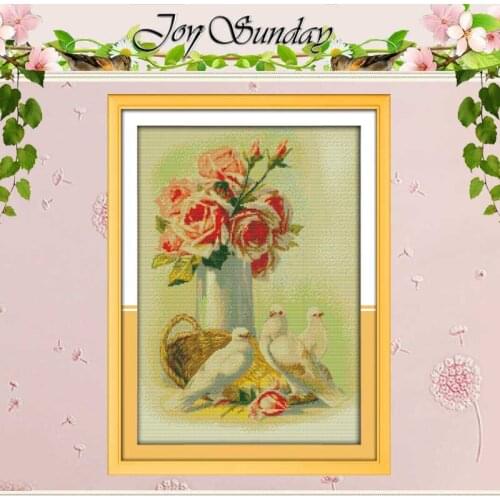 Roses and pigeons Patterns Counted Cross Stitch 11 14CT Cross Stitch Set Wholesale flower Cross-stitch Kit Embroidery Needlework