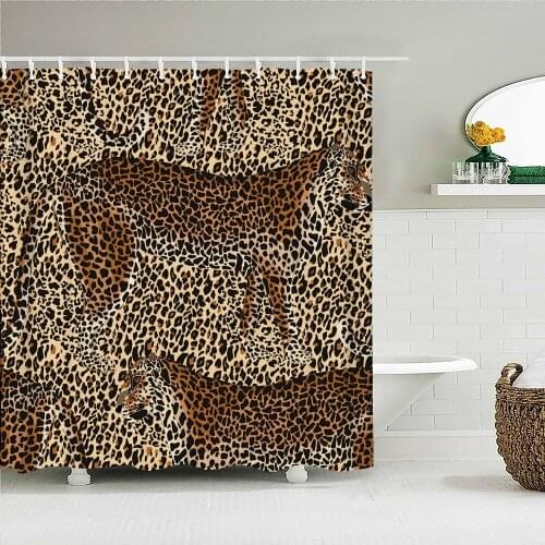Plant Leopard Pattern Shower Curtain Bathroom Waterproof Polyester 3D Printing Curtains for Bathroom Shower Large size 300X180