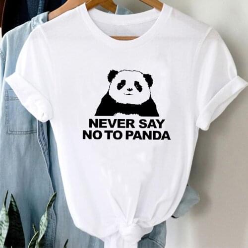 T-shirts Women 90s Panda Letter Cute Sweet Girl Animal Clothes Panda Cartoon Stylish Tshirt Top Lady Print Girl Tee T-Shirt