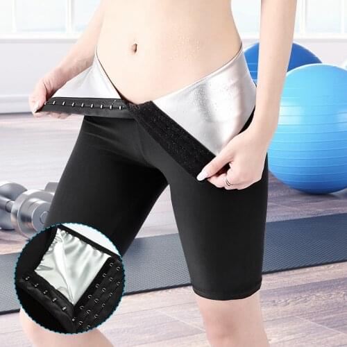 Women Sweating Elastic Waist Trainer Tummy Control Fitness Leggings Shorts Gym Shorts High Waist Lifting Tight Sports Leggings