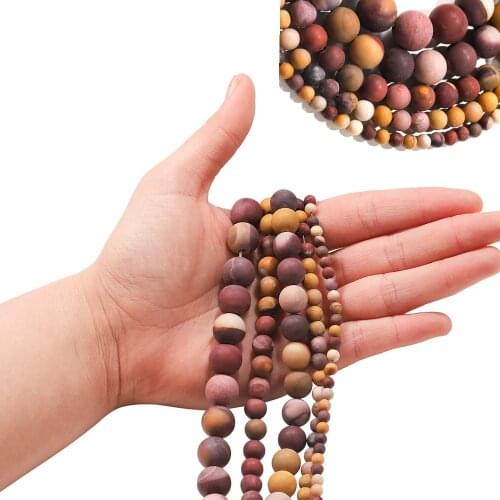 1Strand/lot Matte Red Yellow Mookaite Stone Round Loose Spacer Beads For Jewelry Making DIY Bracelet Accessories 4 6 8 10 12mm