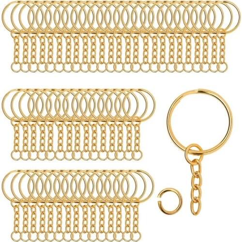 200 Pieces Metal Split Key Rings with Chain and Open Jump Rings, 1Inch Diameter Split Key Chain Rings for DIY Crafts