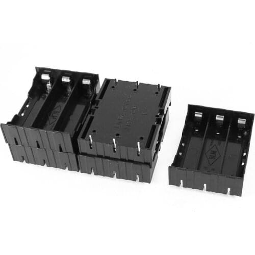 5 Pcs Black Plastic 3 x 3.7V 18650 Batteries 6 Pin Battery Holder Case