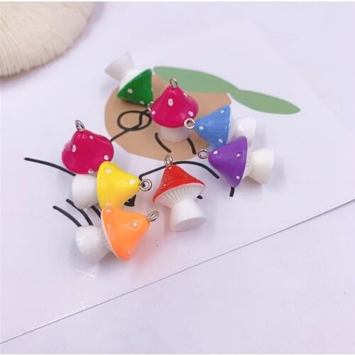 6pcs 3D Cute Mushroom Food Earring Resin Charms DIY Decoration Pendants For Necklace DIY Making Accessories