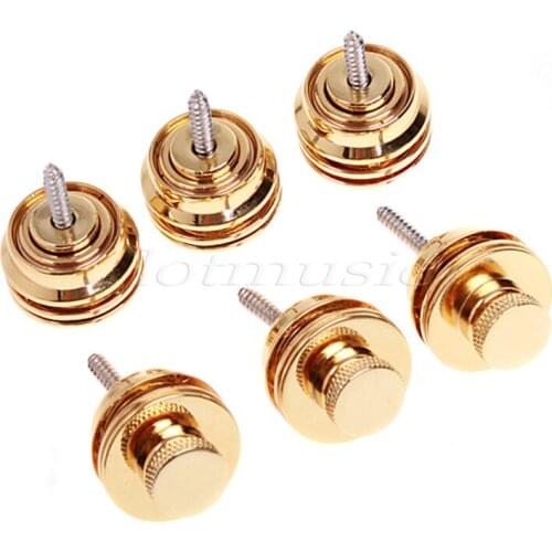 Guitar Strap Button Lock Pin Black Gold Chrome Flat Head 6 Pcs for Bass Acoustic Electric Guitar Parts Accessories
