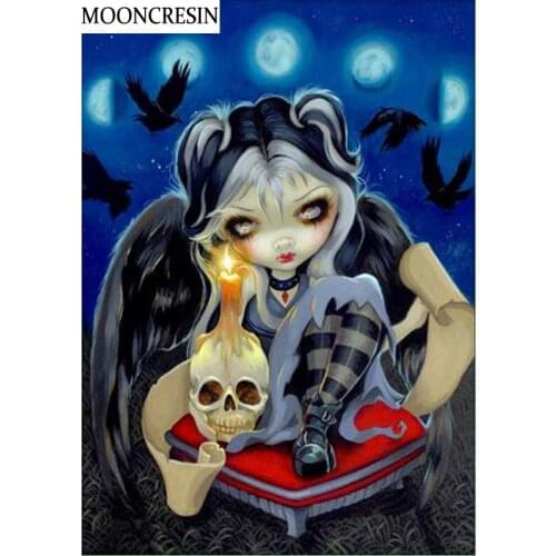 5D Diy Diamond Painting Girl Skull Full Square Needlework Mosaic Helloween Decoration Gift Diamond Embroidery Cross Stitch Kits