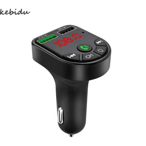 Colorful light bluetooth 5.0 FM transmitter car MP3 player wireless hands-free audio receiver dual USB car fast charger