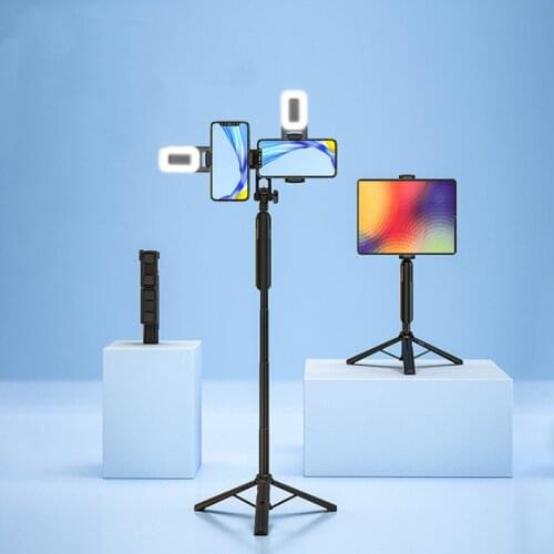 Bluetooth Selfie Stick Tripod for Tablet Double Phones Foldable Mobile Phone Tripod Stand for Gopro for Vlog YouTube Live Tiktok
