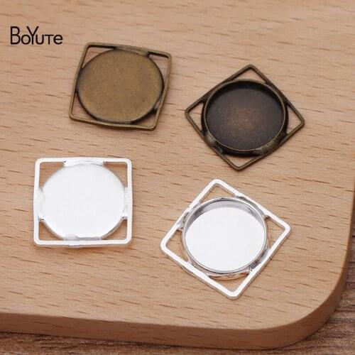 BoYuTe Custom Made (200 Pieces/Lot) Fit 12MM Cabochon Base Square Blank Tray Setting Diy Jewelry Accessories Handmade Materials