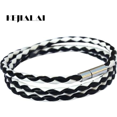 Double Braided Bracelet To Make Necklace DIY Punk Bracelet for Women Black Rope Leather Bracelets Chain Weaven Bracelet KJL088