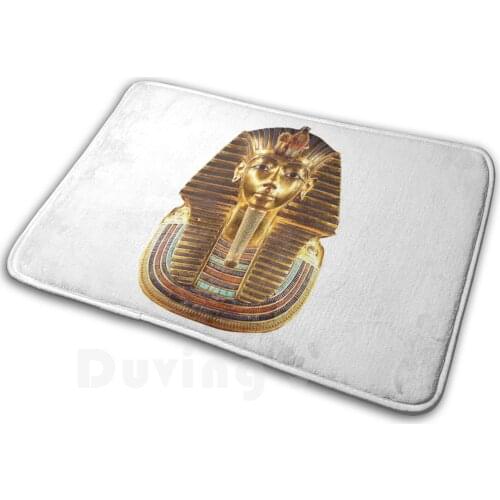 Egypt , Egyptian , King Tut , Tutankhamun , Tutenkhamen , Tutenkhamon , Pharaoh , 18th Dynasty , On White. Soft Non-Slip Mat Rug