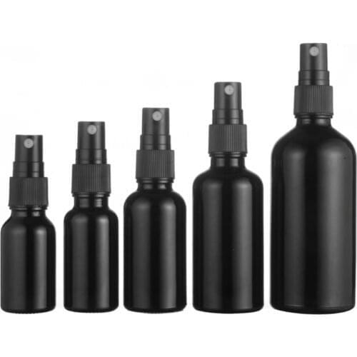 2pcs 5/10/15/20/30/50/100ml Spray Bottle Black Glass Bottles Essential Oil Mist Spray Container Case Refillable travel bottles