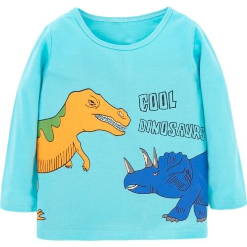 Cute Dinosaur Boys Tshirt Cotton Fall Spring Childrens Tops Tees Toddler Shirt Kids Clothes