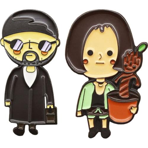 Leon and Mathilda Classic Cartoon Movie Brooch Pins Enamel Metal Badges Lapel Pin Brooches Jackets Fashion Jewelry Accessories