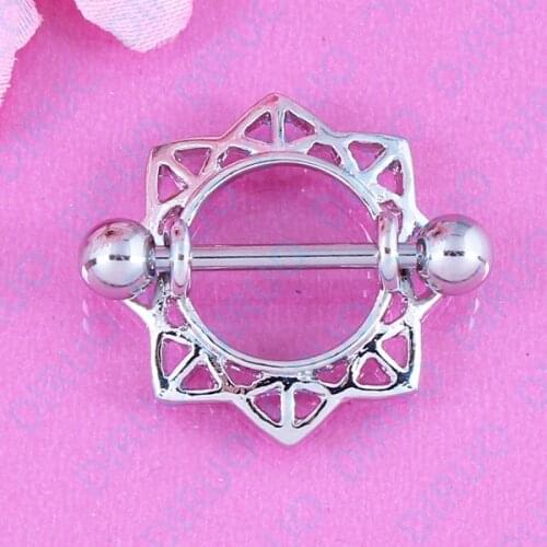 Nipple ring body piercing jewelry Star anisel Nickel-free 316L surgical steel pair