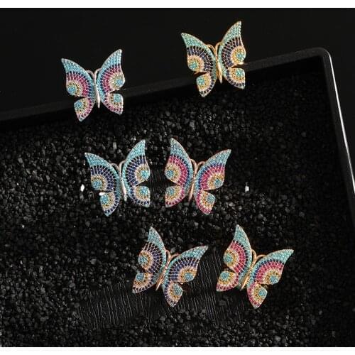 Funmode Fashion Design Multicolor Butterfly Shape Female Ring For Women Gold Color Bulk bague femme Wholesale FR265