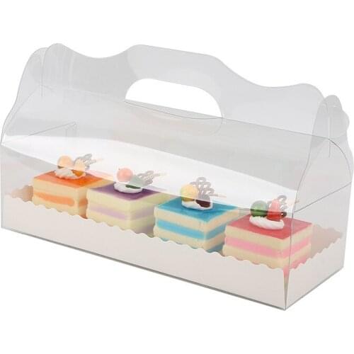 Transparent Cake Roll Packaging Box with Handle Eco-friendly Clear Plastic Cheese Cake Box Baking Swiss Roll Box