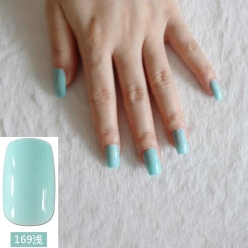 Nice Light Green Nail Art False Nails Lake Green Long Flat Fake Nail Tips Perfect for daily wear 24pcs R27-169M