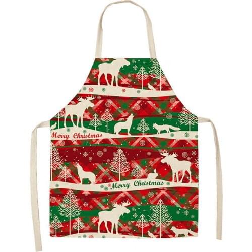 Linen Christmas Santa Design Home Kitchen Cooking Decorative Apron Party Props Household Cleaning Tools Accessories