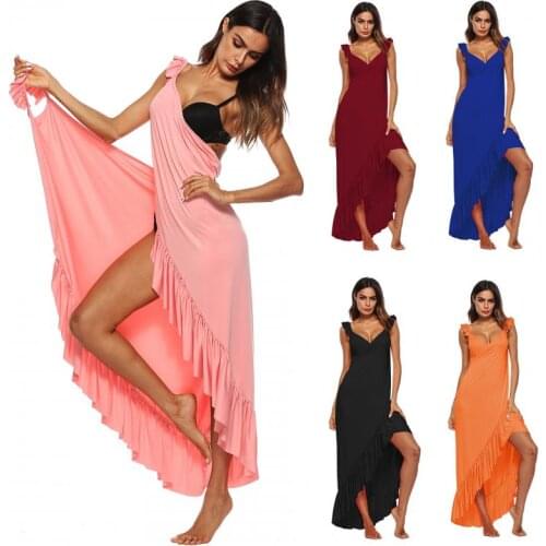 Summer Sexy Ruffled Cover Up Bikini Women 2021 Swimsuit Cover-up Irregular Swimwear Sunscreen Beach Outdoor Vacation Dress