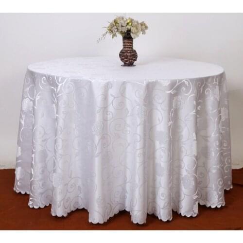 Hotsale fashion durable European style beige jacquard polyester restaurant round table cloth table cover
