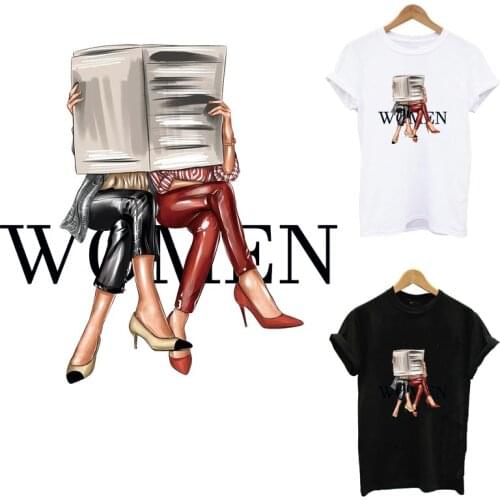 Fashion Women Patches On Clothes DIY Washable Women T-Shirt Hoodies Iron On Transfer For Clothing Thermal Heat Transfer Sticker