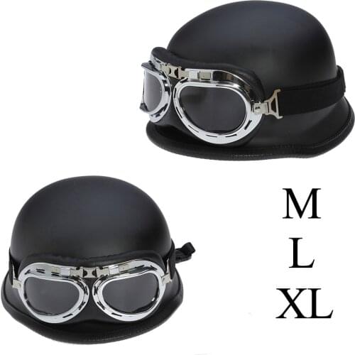 DOT Approved Retro Motorcycle Helmet WWII Big German Half Helmet Scooter Cross Country Motorbike Casco With Goggles Rider Helmet