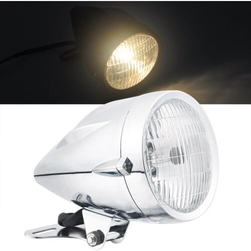 Motorcycle 4.7" Chrome Bullet Head light Lamp For Choppers Cruisers Bobbers Motorbike Universal Headlamp Motor Parts
