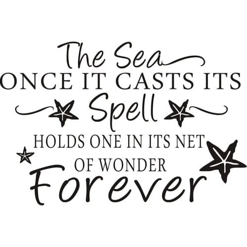 New Hot Word Quotes " The Sea Once It Casts Its.."Wall Sticker Personalized Home Decoration Choice Vinyl Bathroom Wall Art