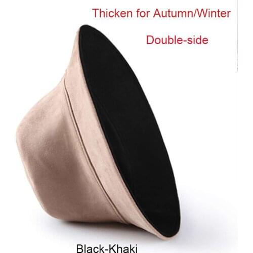 Unisex Warm Pnama Hat Mens Solid Color Bucket Hat 2021 Autumn Winter Big Size Fisherman Hat Soft Large Brim Double Sided Caps