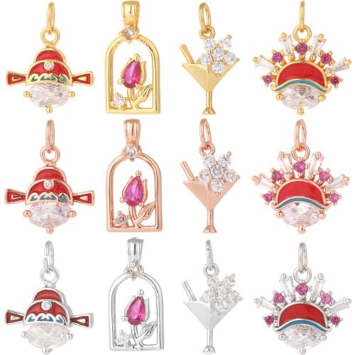 Wine Glass Jewelry Charms for Jewelry Making Bride Groom Cute Charm Pendant Charms for Earrings Necklace Bracelet Make Copper