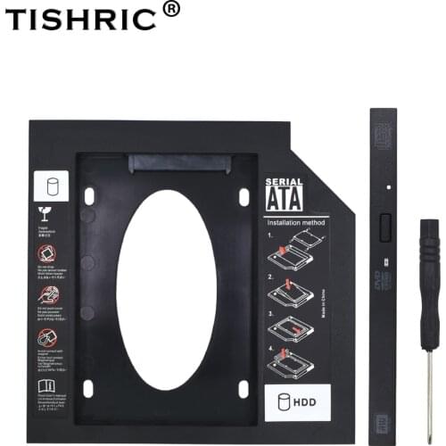 TISHRIC Hot Plastic Optibay Second 2nd hdd Caddy 9.5mm SATA 3.0 For 2.5'' SSD DVD CD-ROM Adapter Hard Disk Drive Case Enclosure