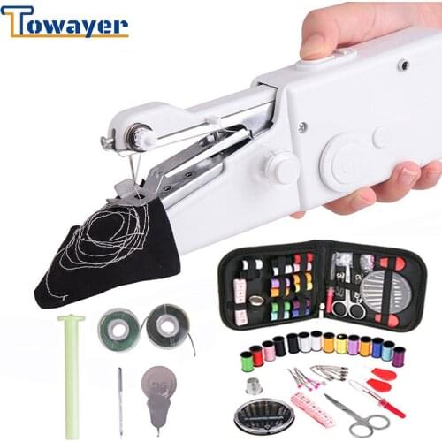 Portable Mini Hand Sewing Machine Household Cordless Electric Stitch Needlework Set for Quick Repairs DIY Clothes Stitchin