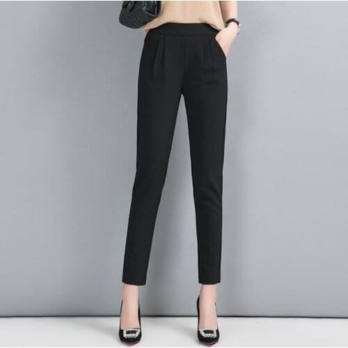 Plus size 7XL Women Casual Pants Summer Elegant Ladys High Waist Straight Suit Pants Womens Clothing Nine points Trousers
