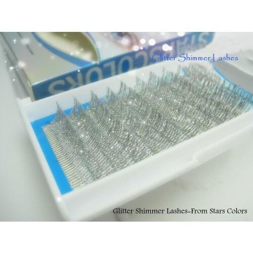C Curl 0.15mm Fashion Glitter Eyelash Extensions 12 Strips Individual Eyelash Extension False Eyelashes Glitter Silver