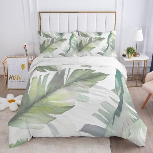 Luxury Duvet cover set Europe Queen King Size 3D Bedding set Print Bed linen Comfortable Quilt cover Bed Set Nordic leaf white
