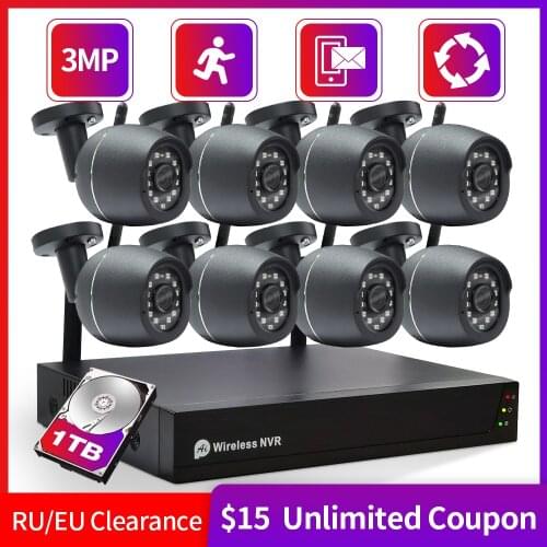 8CH 4CH 3MP NVR CCTV Camera 2MP Security System Kit Audio Record Outdoor P2P Wifi IP Camera Video Surveillance