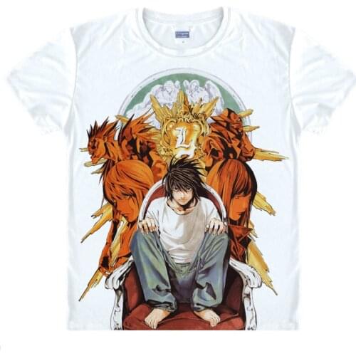 Death Note T-Shirts Multi-style Short Sleeve Shirts Desu Noto Light Yagami Shinigami Ryuk L Lawliet Cosplay Shirt