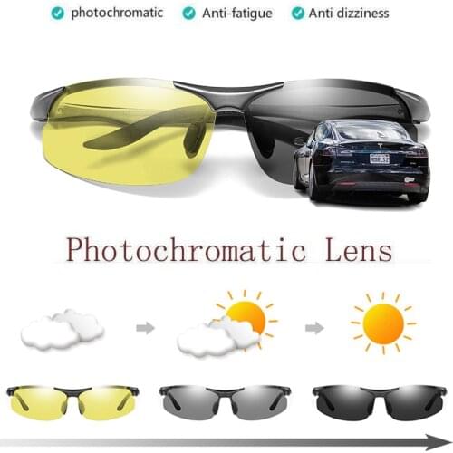 All-Weather Polarized Photochromic Night Vision Sunglasses Mens Color-Changing Outdoor Driving Fishing Transition Chameleon Lens