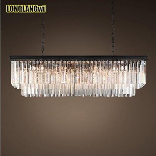 Modern LED Rectangular crystal chandelier Living room bedroom lighting fixtures dining room