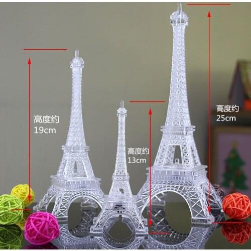 Crystal flashing colorful birthday christmas party Paris Eiffel Tower luminous night light creative gift LED colorful luminous
