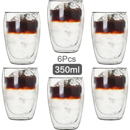 350ML Double Wall Glass Cup Transparent Handmade Heat Resistant Tea Drink Cup MINI Whisky Cup 100 centigrade Espresso Coffee Cup