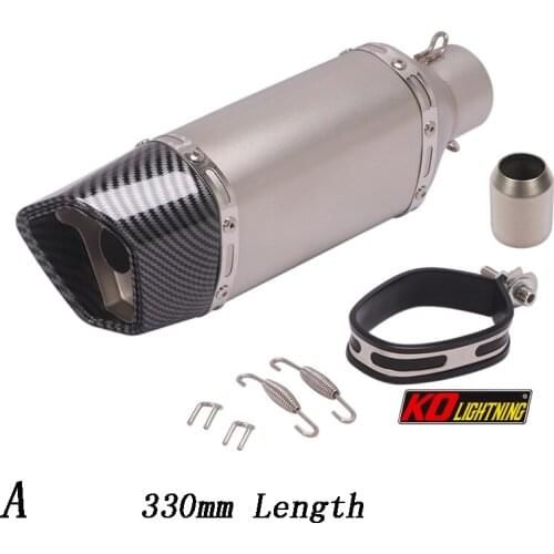 51mm Universal Motorcycle Exhaust Vent Pipe With Mufflerr Stainless Steel 330/385/485mm Modified For ATV Street Bike